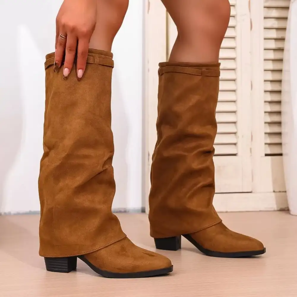 Point Toe Block Heels Boots