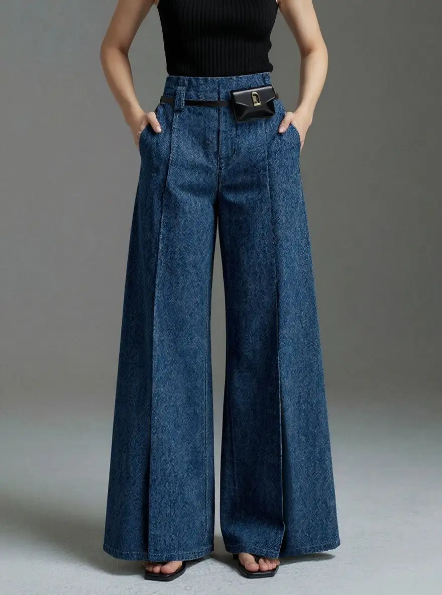 Minimal Wide Leg Beltless Jeans