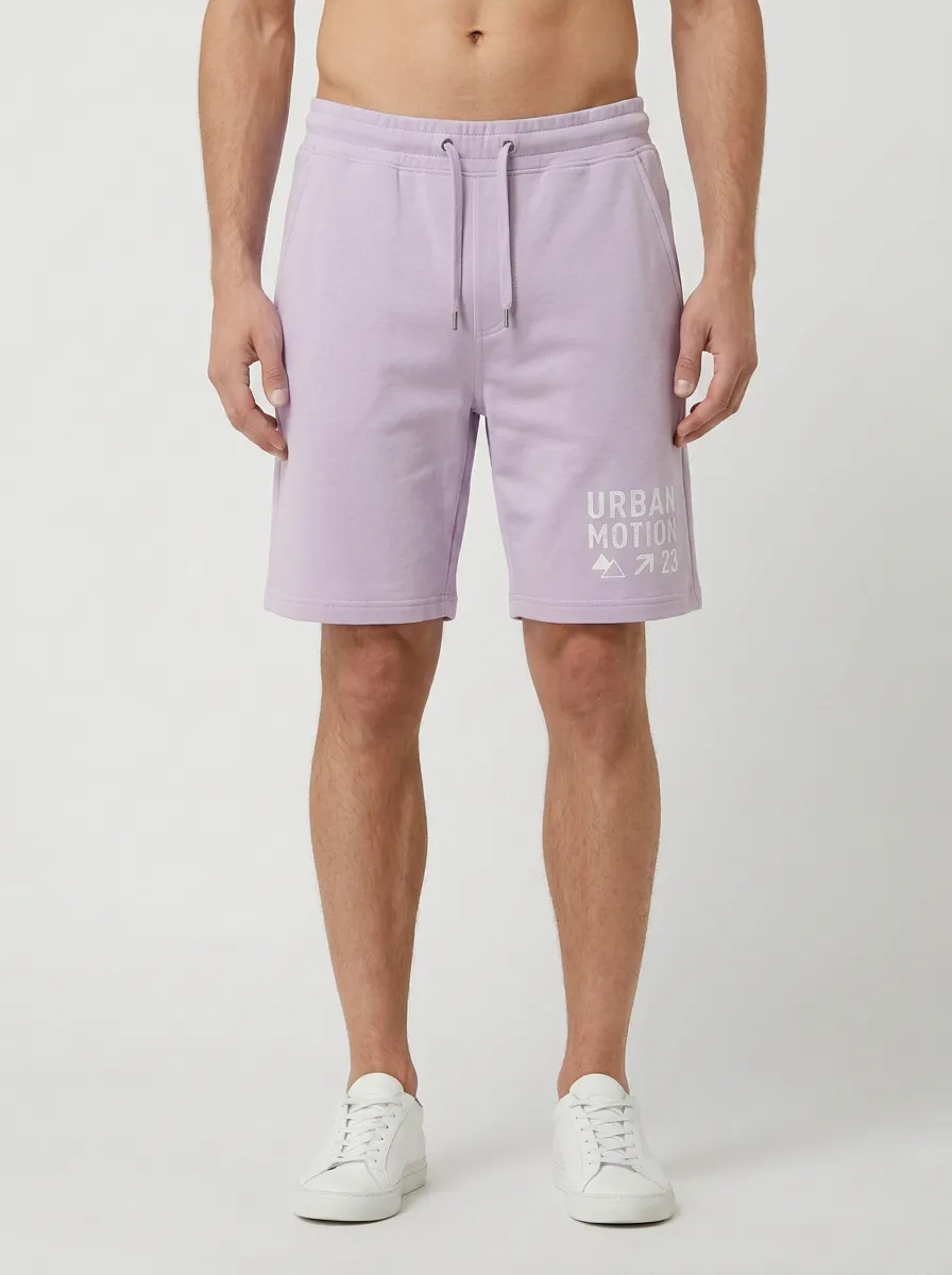 Men's Geometric Elastic-Waist Printed Sweat Shorts