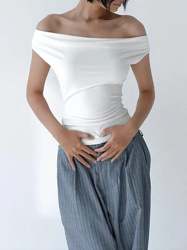 Slim Fit Sleeveless Backless Panel Detail Tied Off The Shoulder T-Shirt