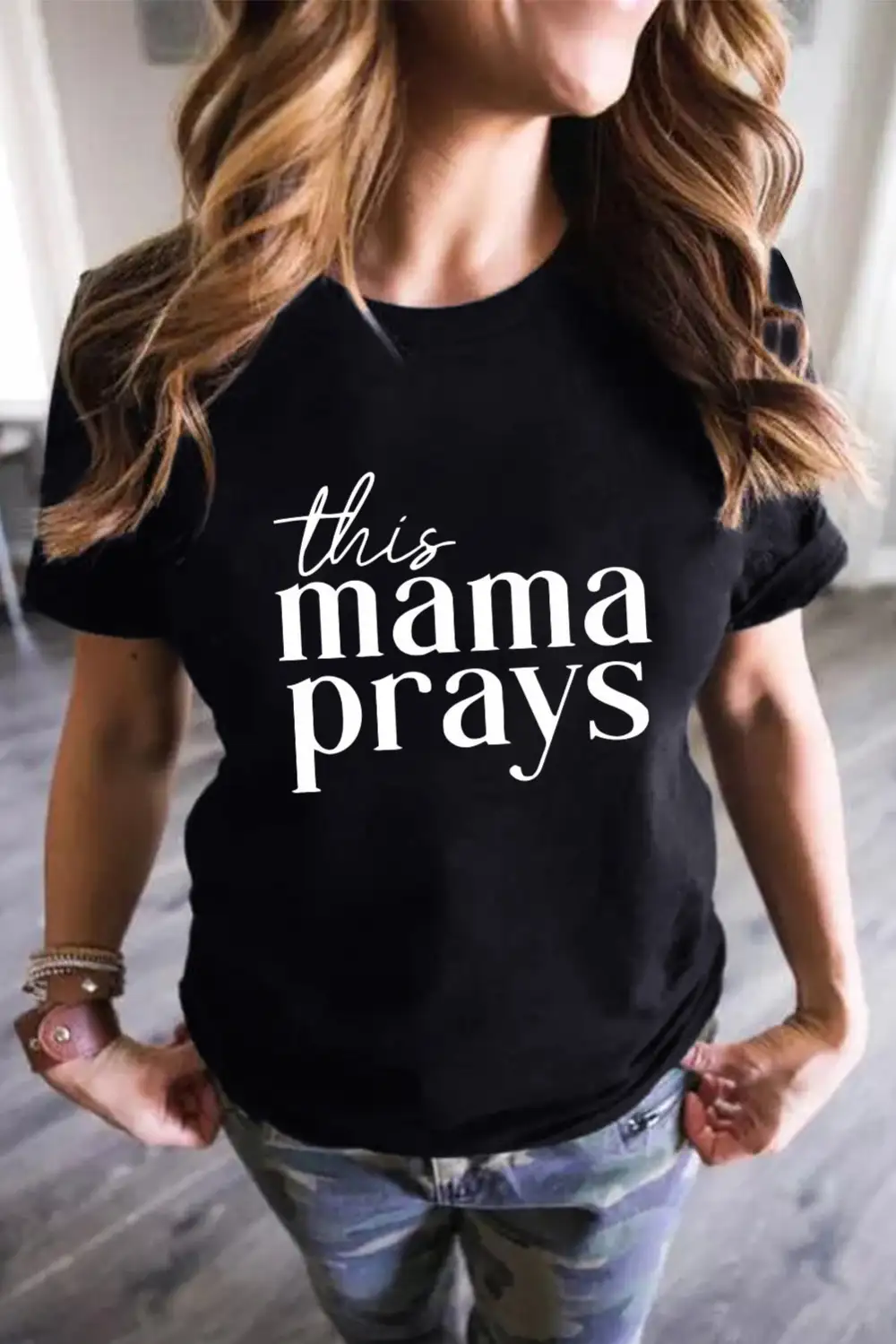 Black This Mama Prays Letters