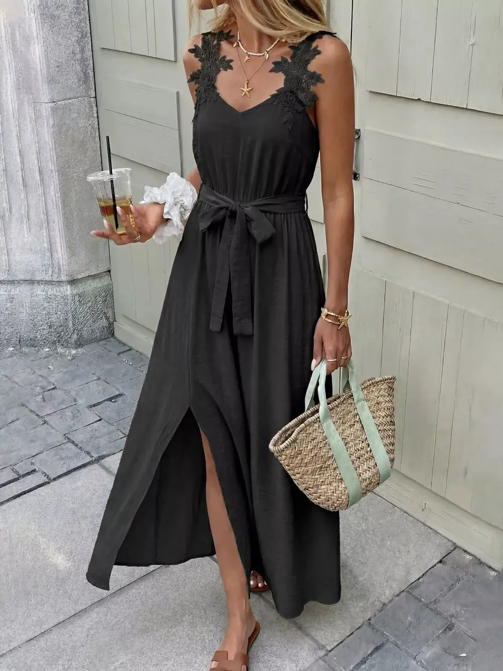 Lace Slit Maxi Dress