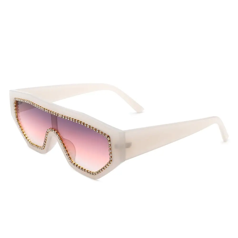 Glossy Square Geometric Frame Sunglasses