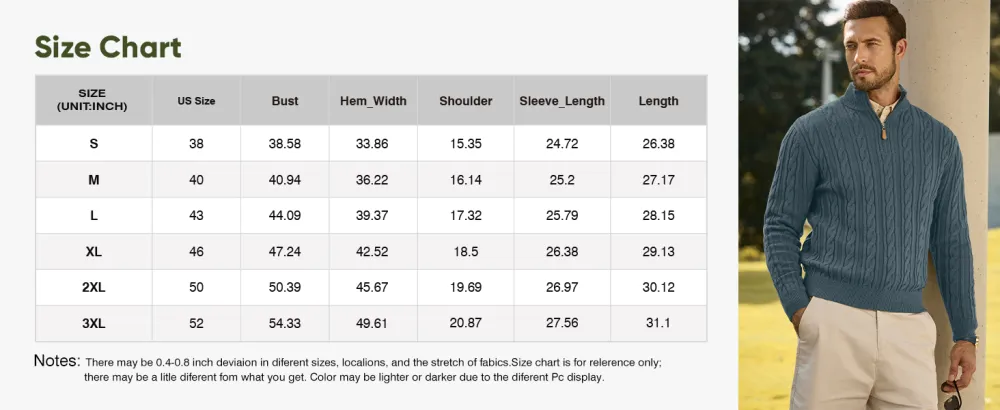 🔥 Men’s Quarter Zip Cable Knit Sweater – Timeless Texture. Effortless Warmth. Everyday Style | Winter Sale – Up to 40% OFF!