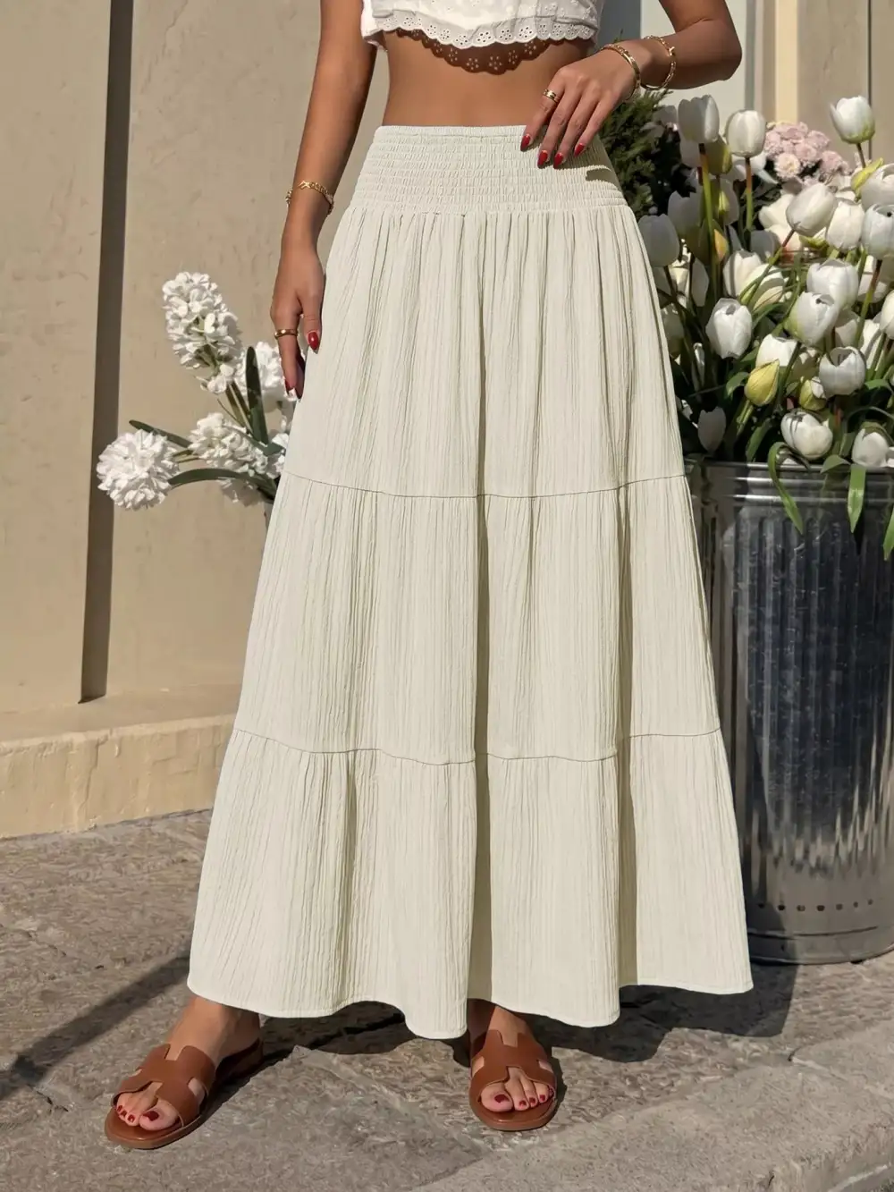 Easy Ruched Smocked Skirt