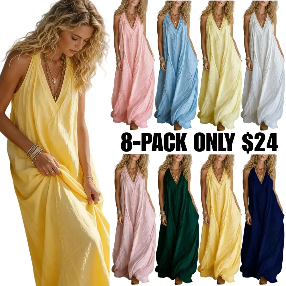 Women's Casual Boho Breeze Halter Maxi Jumpsuit