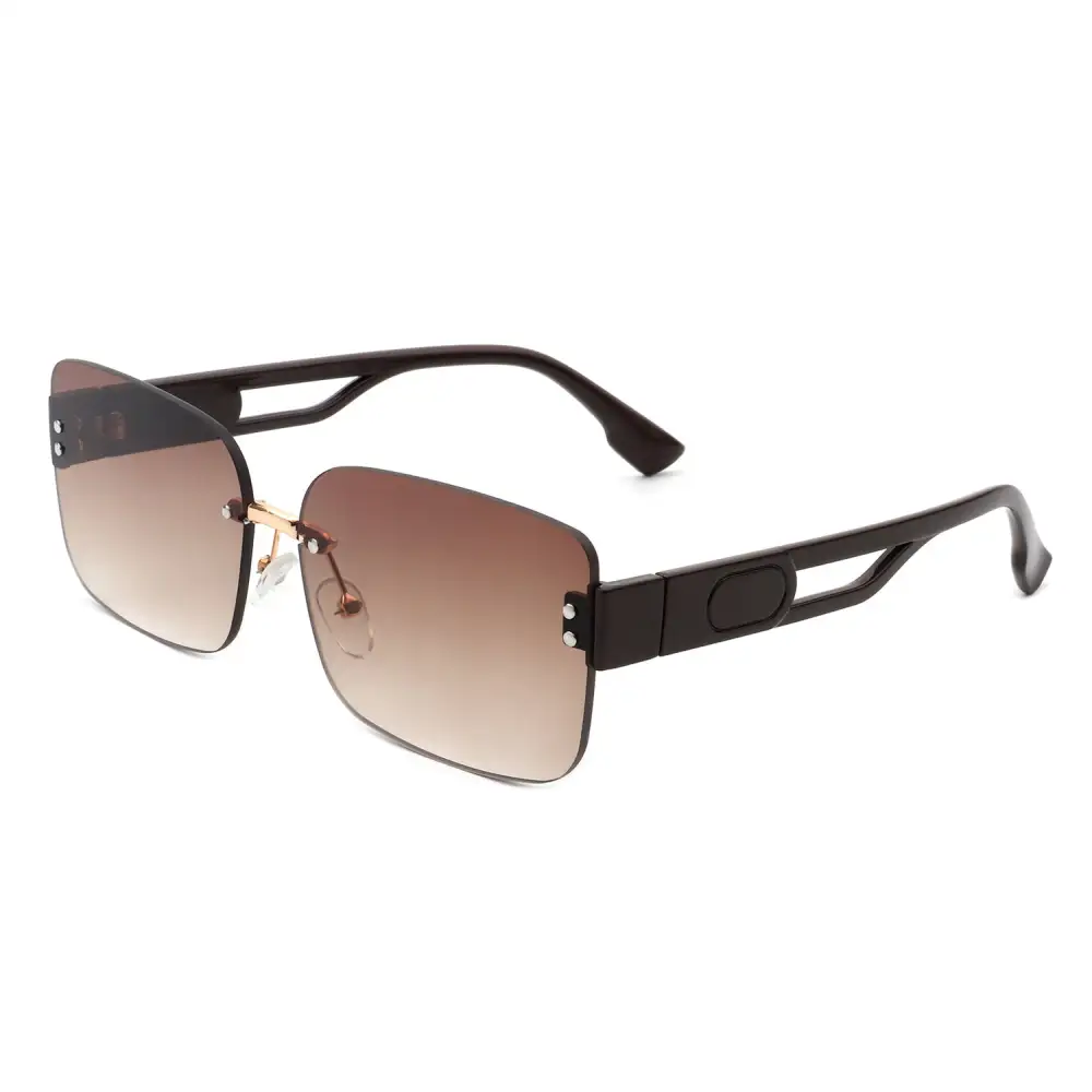 Scalloped Rectangle Square Frame Sunglasses