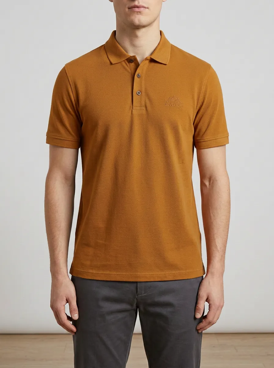 Refined Mountain-Detail Men's Polo Shirt