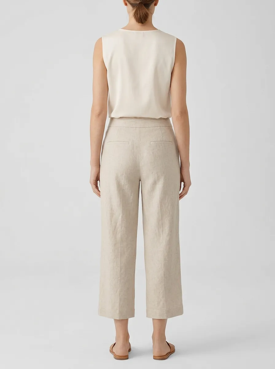 Comfort Linen Blend Collection Women's Cropped Pants