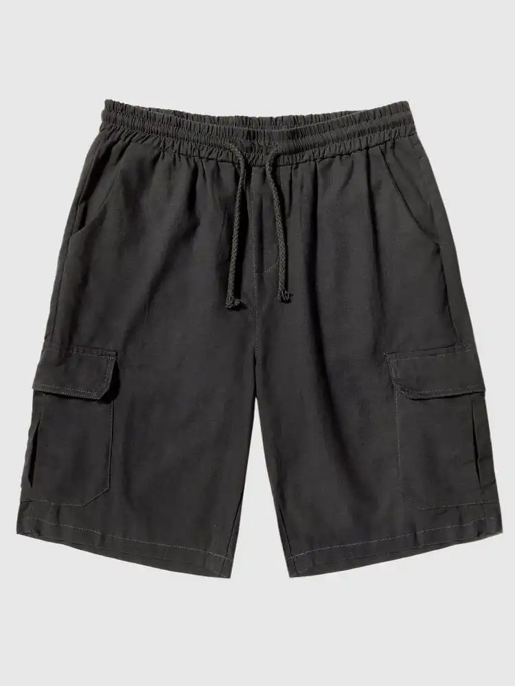 Men's Linen Style Pants Pockets Shorts