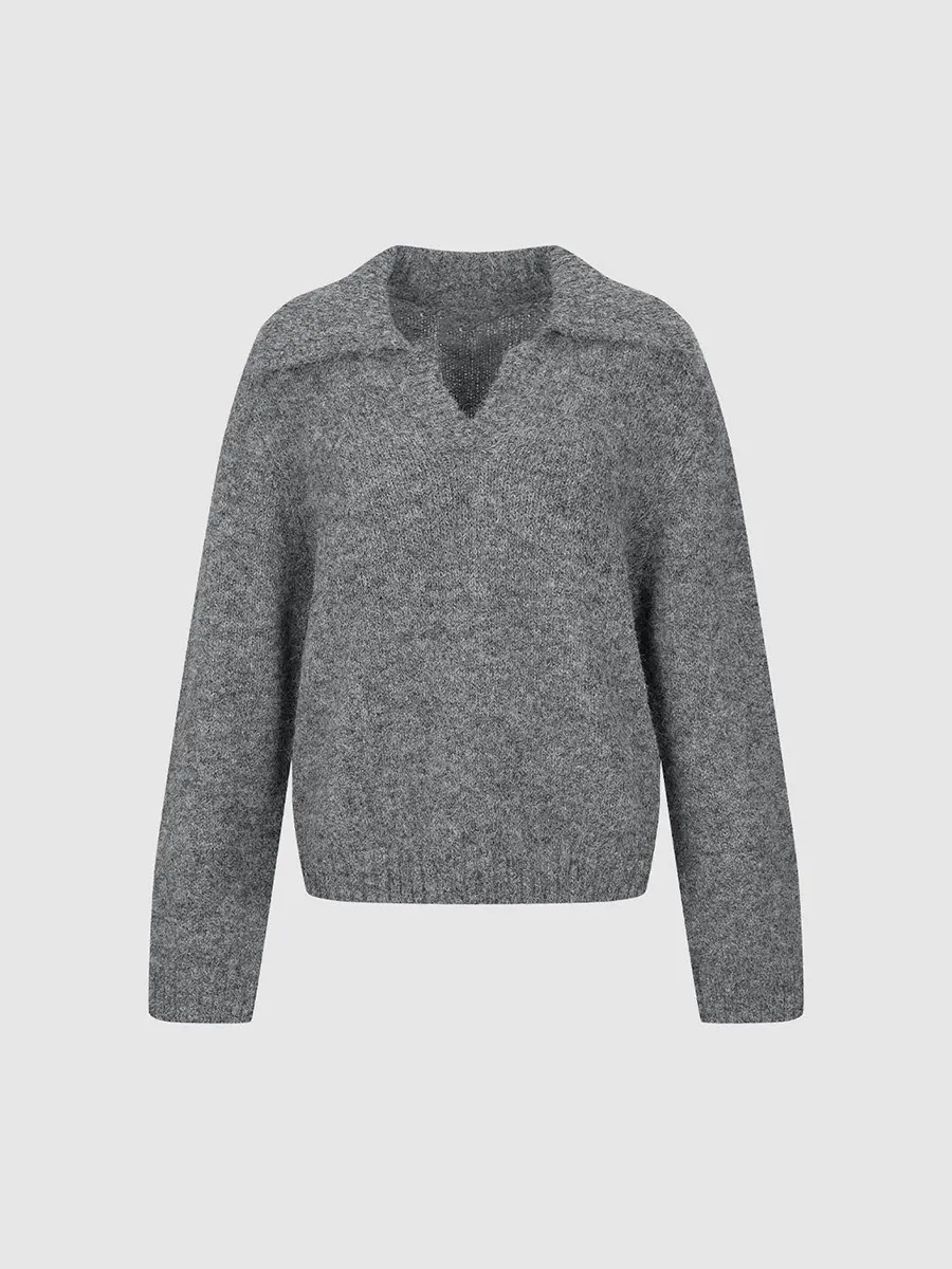 A Loose V-Neck Casual Sweater For Women