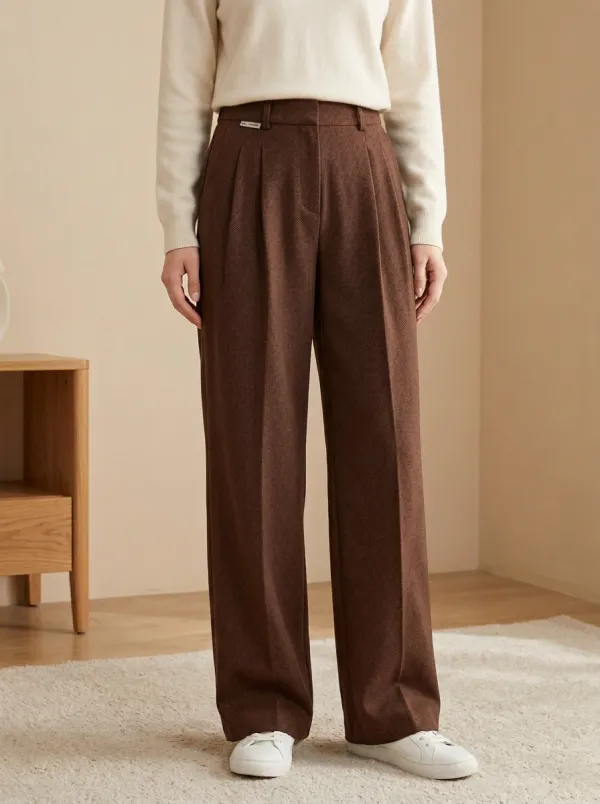 Cozy Wide-Leg Pleated Women's Wide-Leg Pants