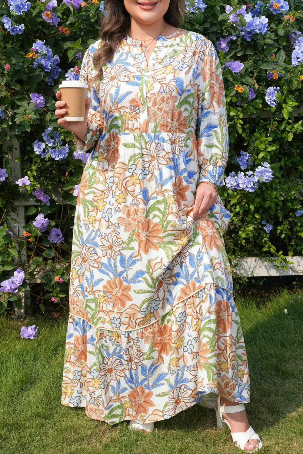 Layered Detail Floral Printed Tiered Dress