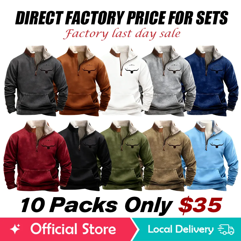 Mens Vintage Pullover 1/4 Zip Up Sweatshirt