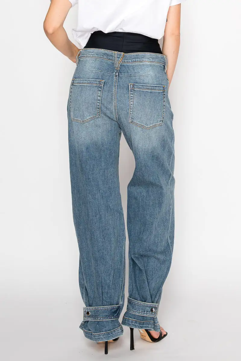 Wide Leg Stretch Denim Jeans