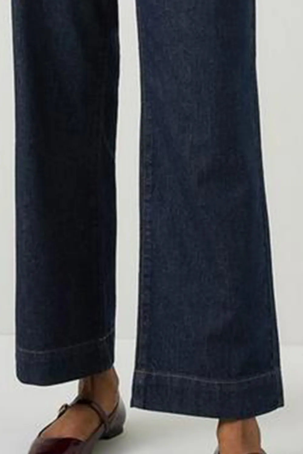 Dark Blue Wide Leg Denim Trousers