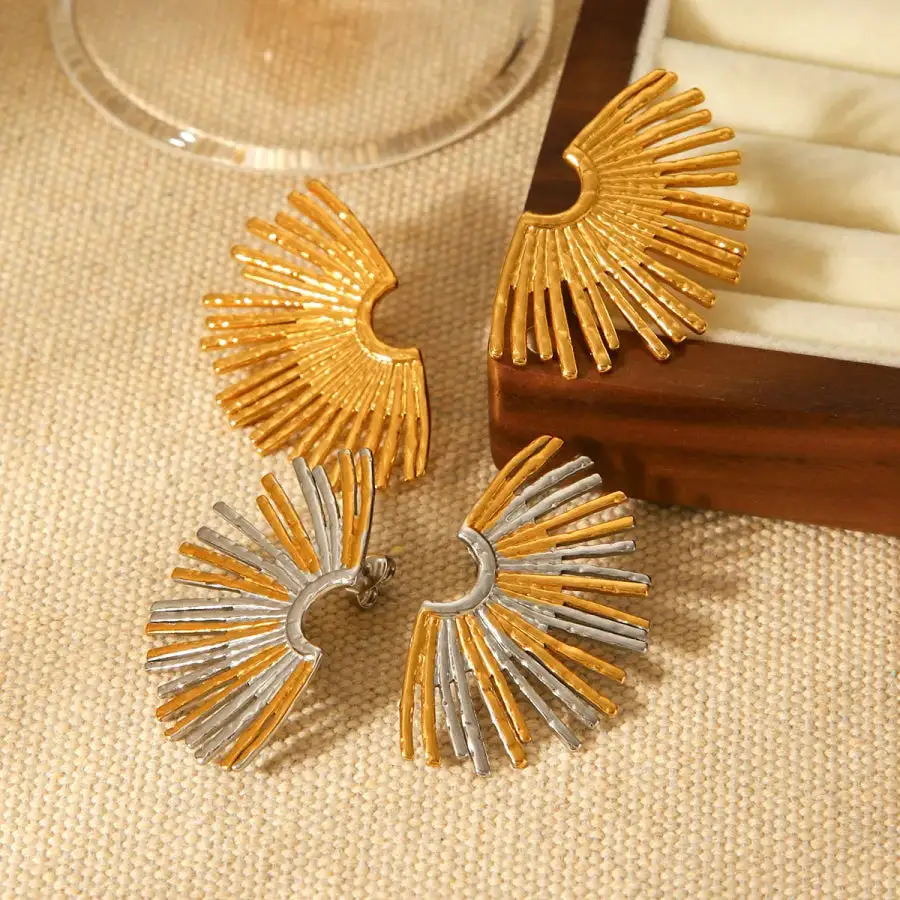 Stainless Steel Fan Shaped Earrings