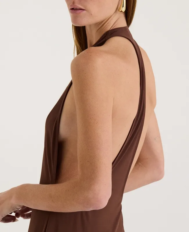 Chocolate Racerback Halter Maxi Dress