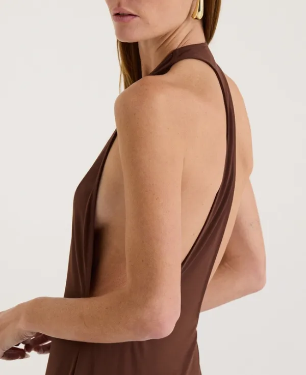 Chocolate Racerback Halter Maxi Dress