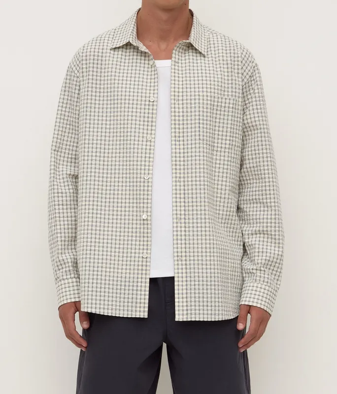 Ocean & Cream Check Seersucker Shirt