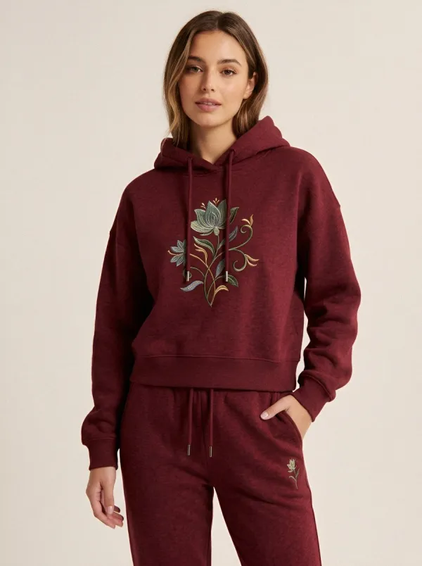 Women's Heather Grey Cuffed Pants Solid Hoodie & Pants Set