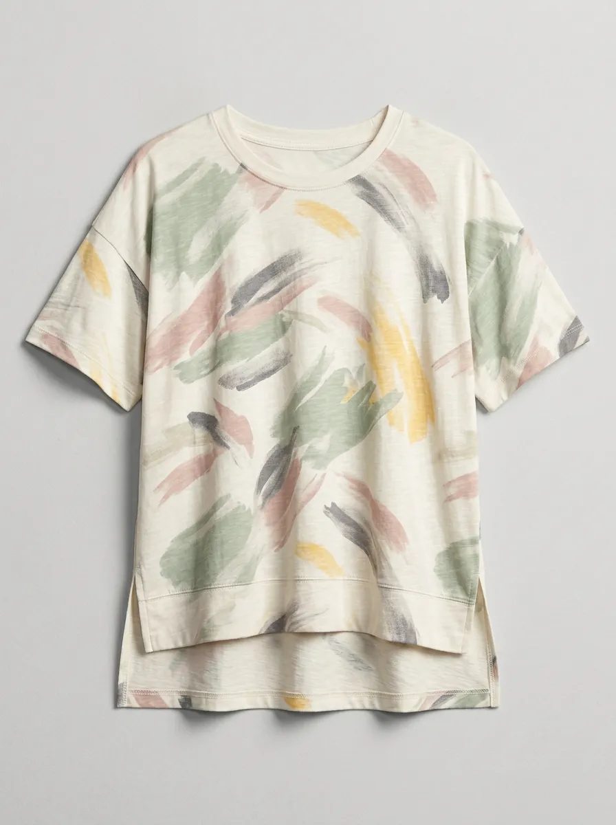 Women's Casual Sporty Abstract Brushstroke Printed T-shirt