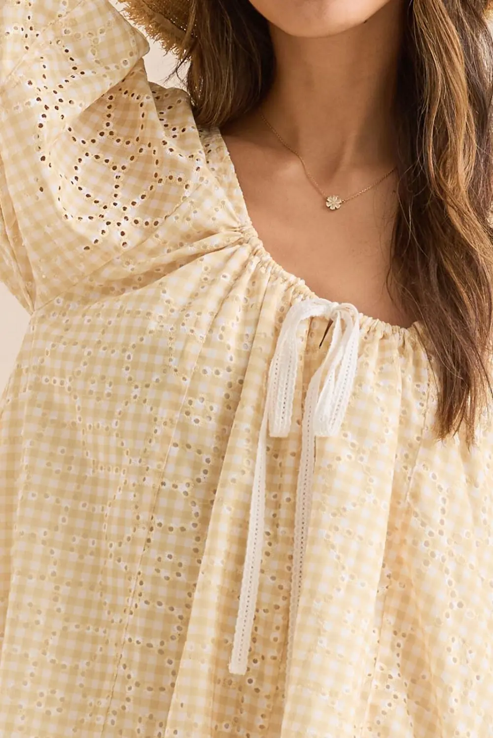 Crew Neck Gingham Romper