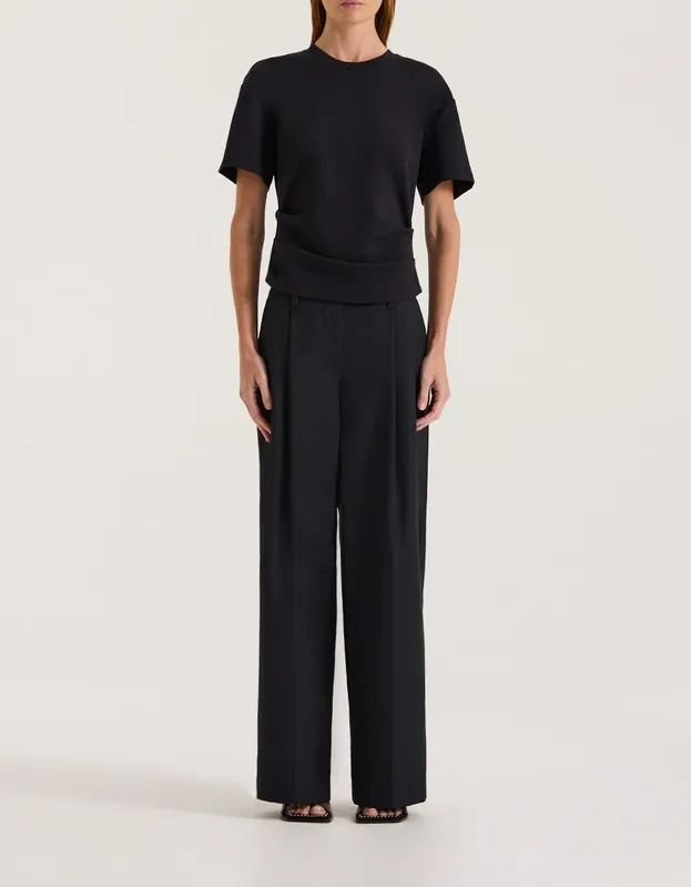Black Asymmetric Jersey Tee