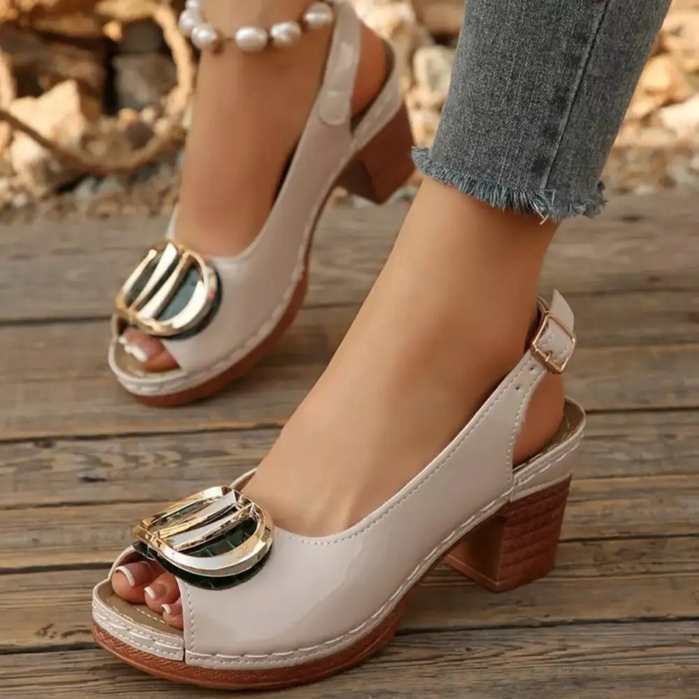 Modern Peep Toe Block Heel Sandals