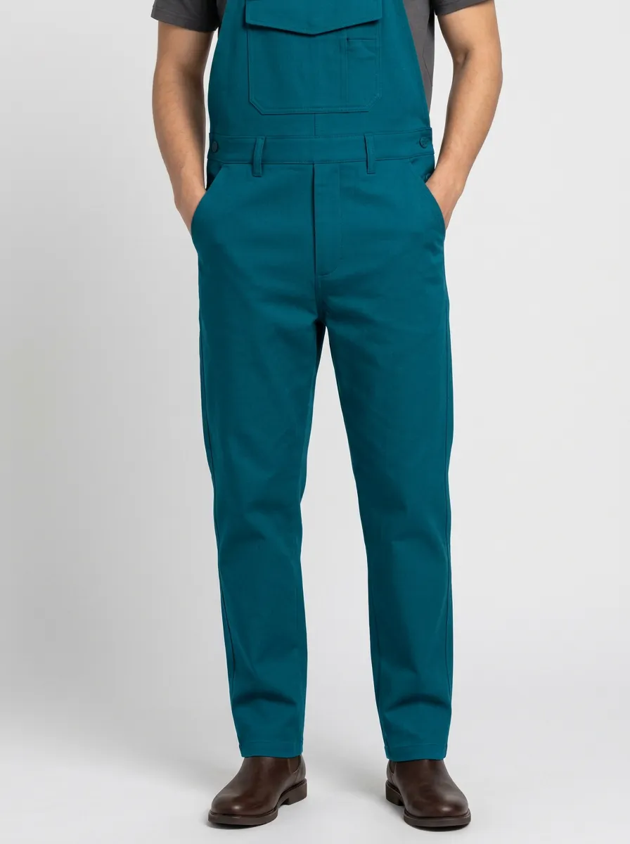 Men's Casual Brown Solid Color Cotton Bib Overalls