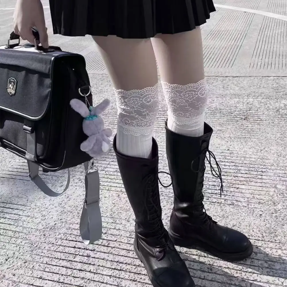 Lace Trim Over The Knee Socks