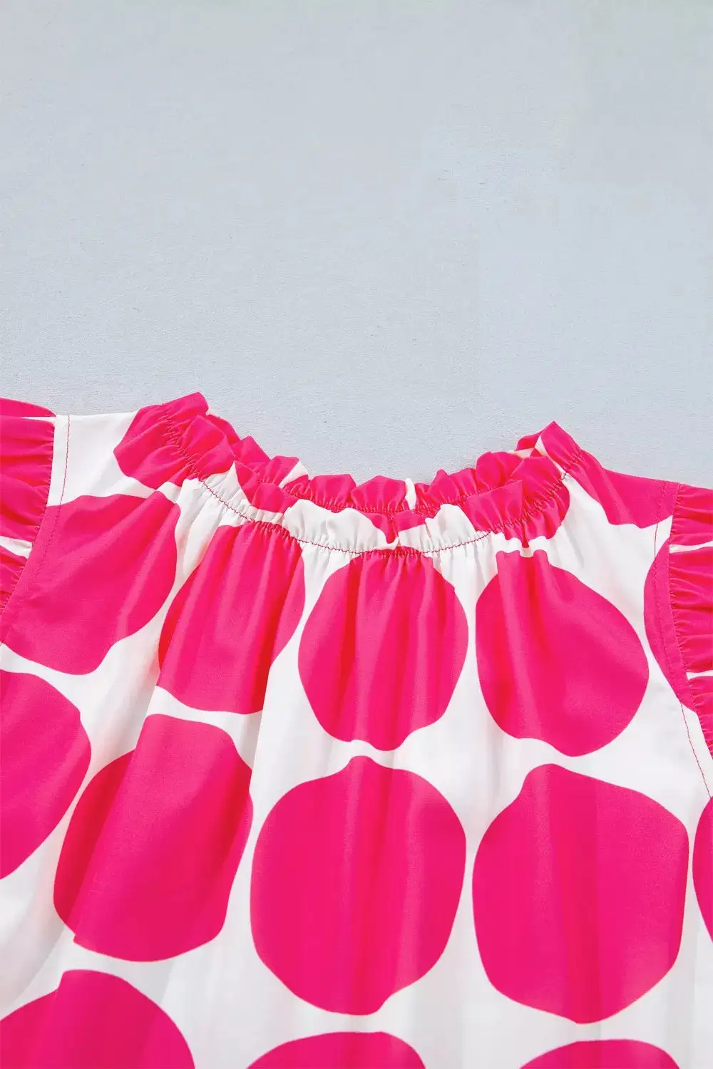 Polka Dot Print Frilled Round Neck Shift