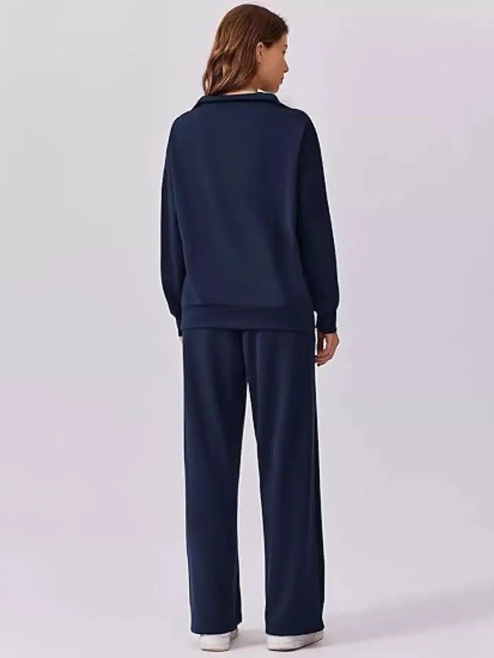 Relaxed Fit Quarter Zip Top and Pants Set
