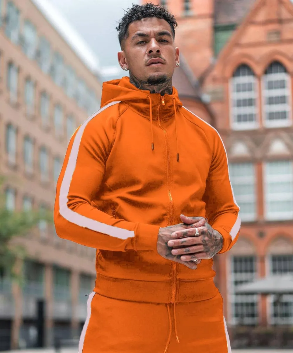 Mens with Zipper Pockets Full Zip Hoodie Sweatsuit