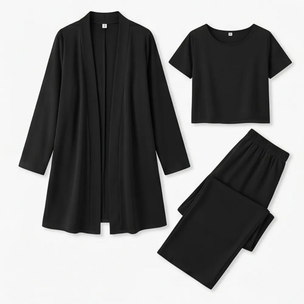 Drape Cardigan Three Piece Set