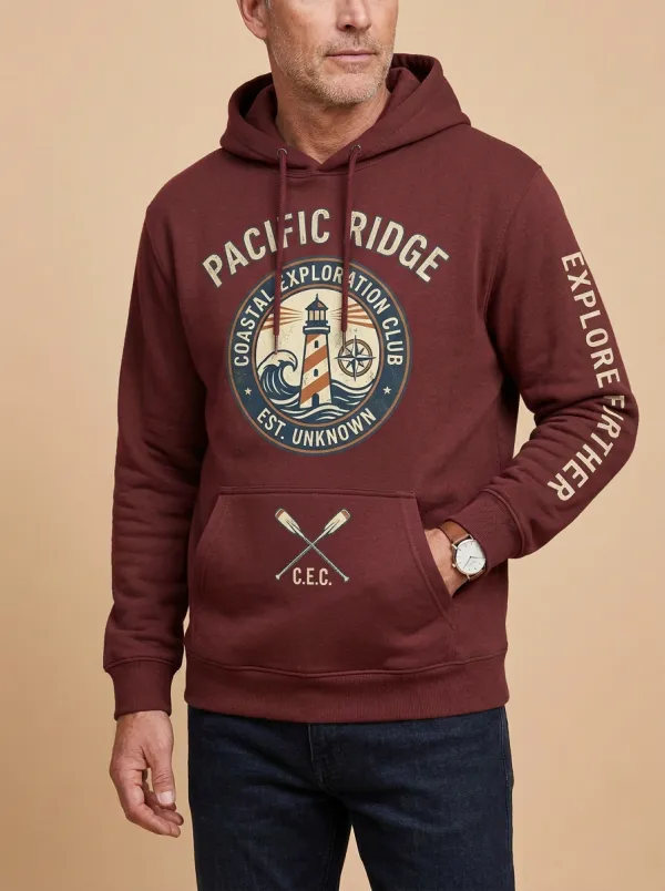 Men's Coastal Explorer Lighthouse Graphic Hoodie