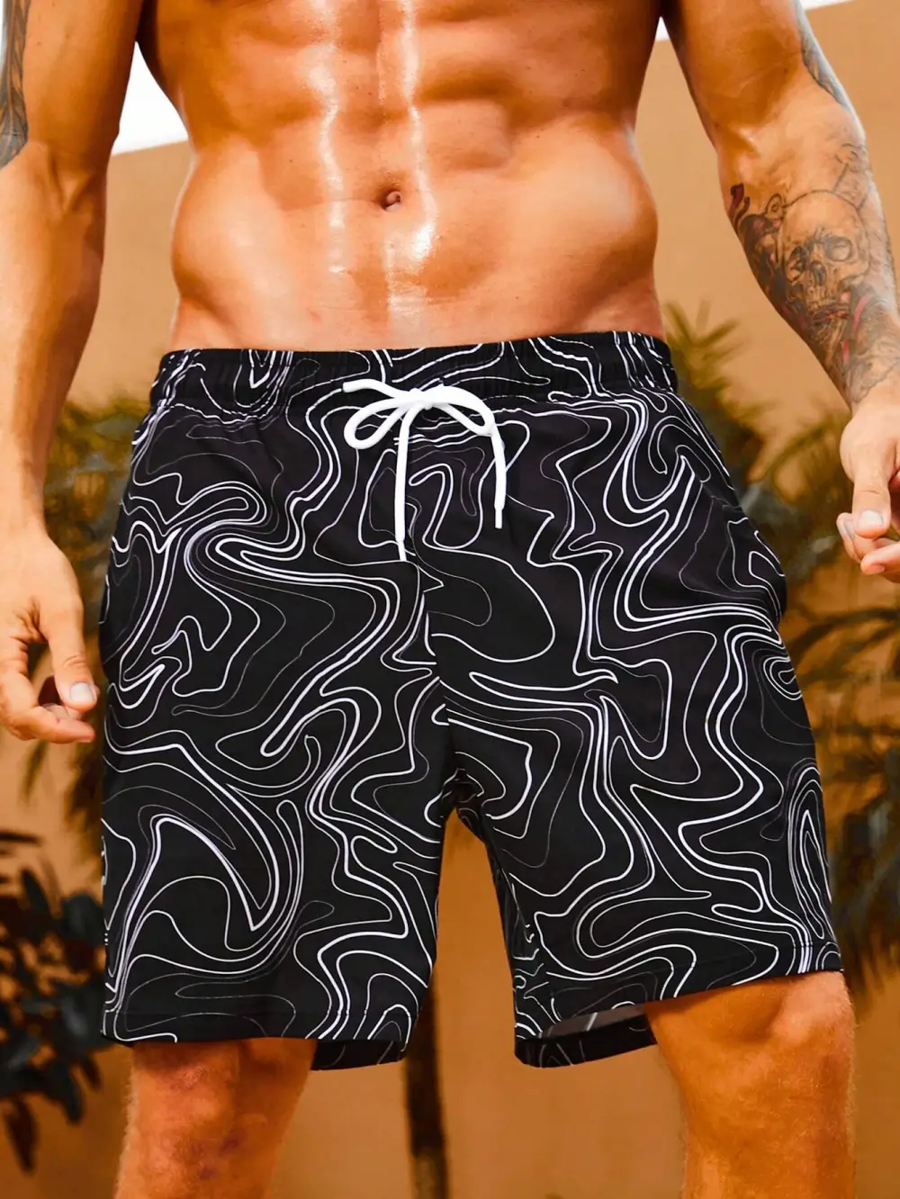 Men's Resort Print Drawstring Swim Trunks