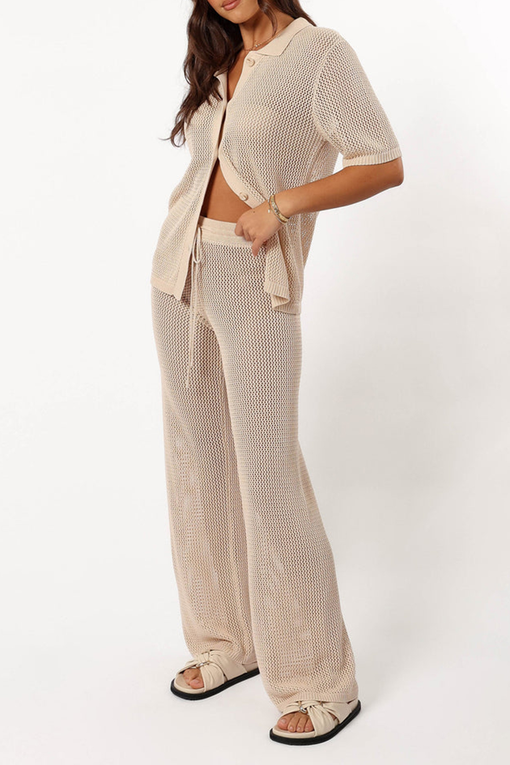 MESH TEXTURED PANTS KNIT PANT