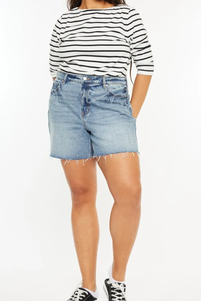 Full Size Raw Hem High Waist Denim Shorts