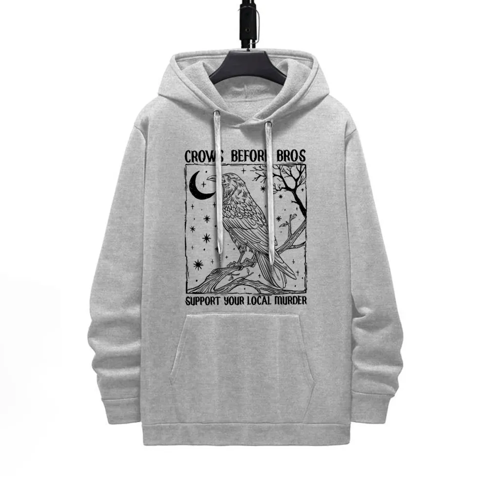 Crows Before Bros Pattern Printed Hoodie