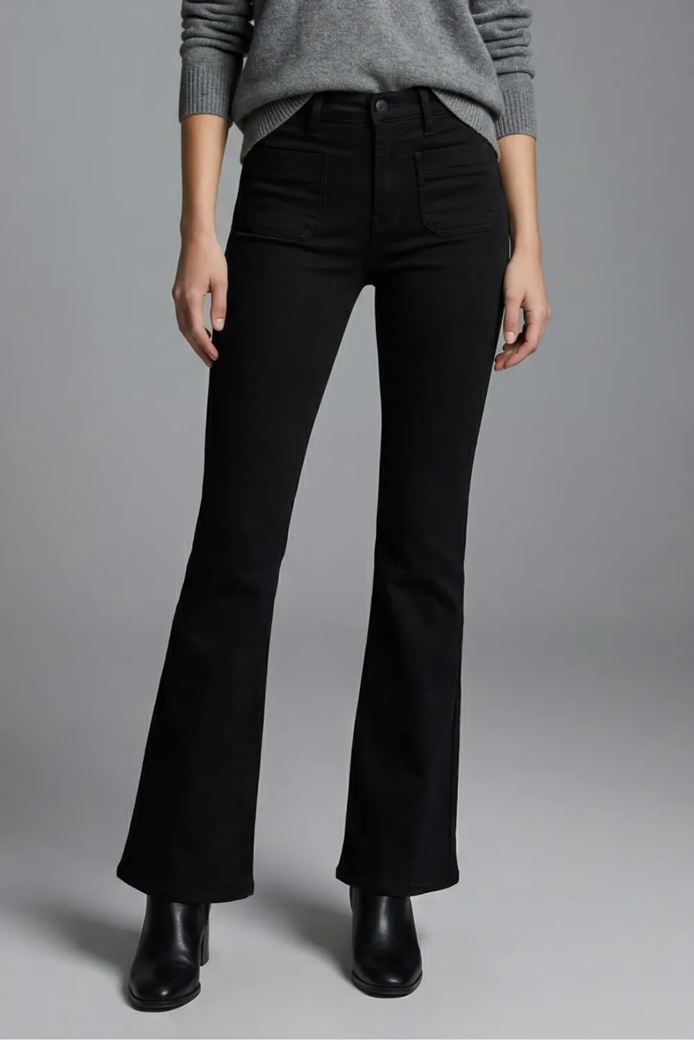 High Rise Bootcut Raw Hem Denim Jeans