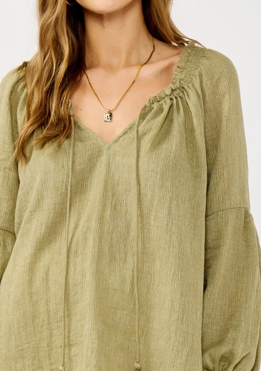 Tie Neck Long Sleeve Blouse