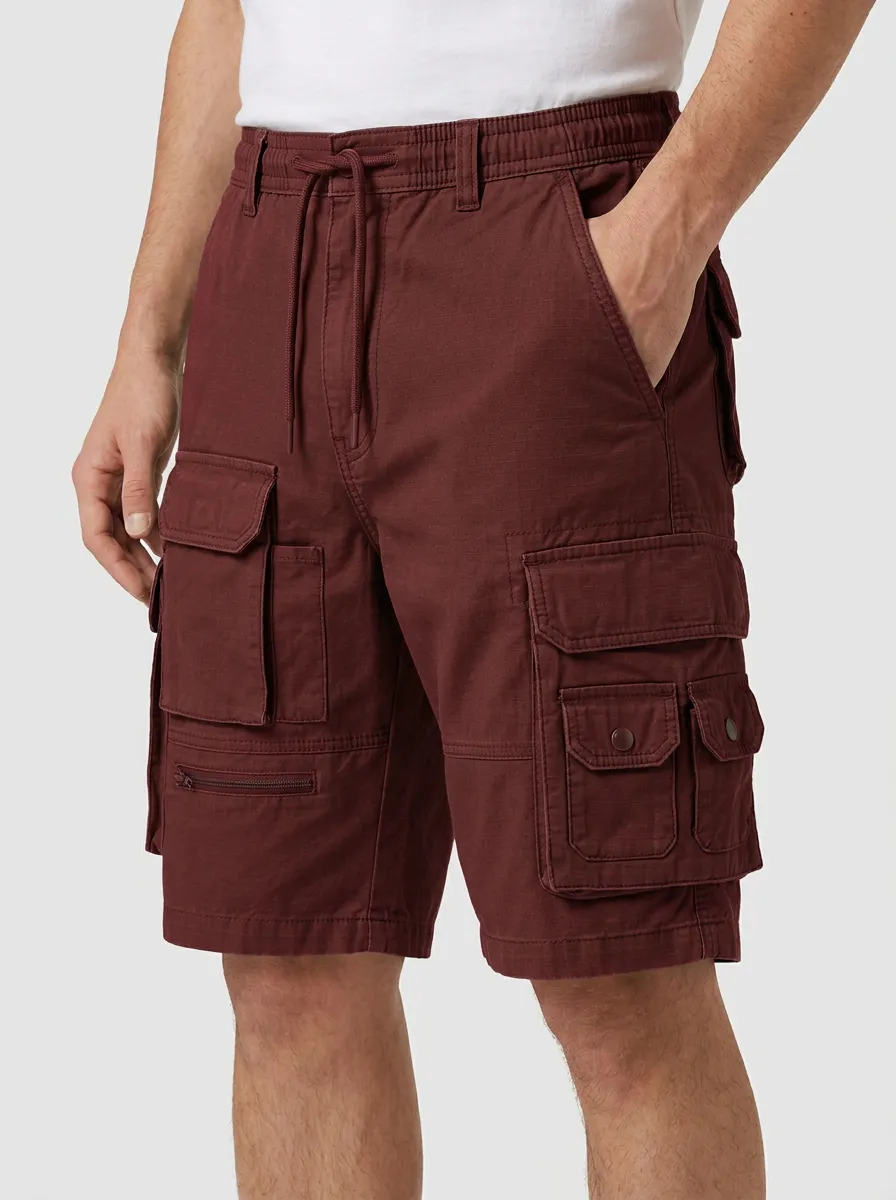 Men's Olive Green Multi-Pocket Tactical Cargo Shorts