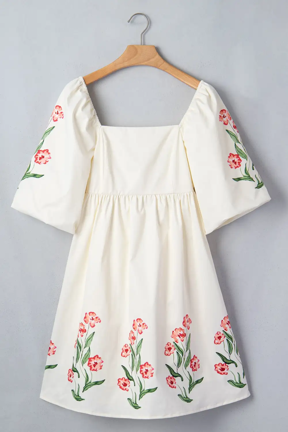 Floral Puff Sleeve Babydoll Mini Dress