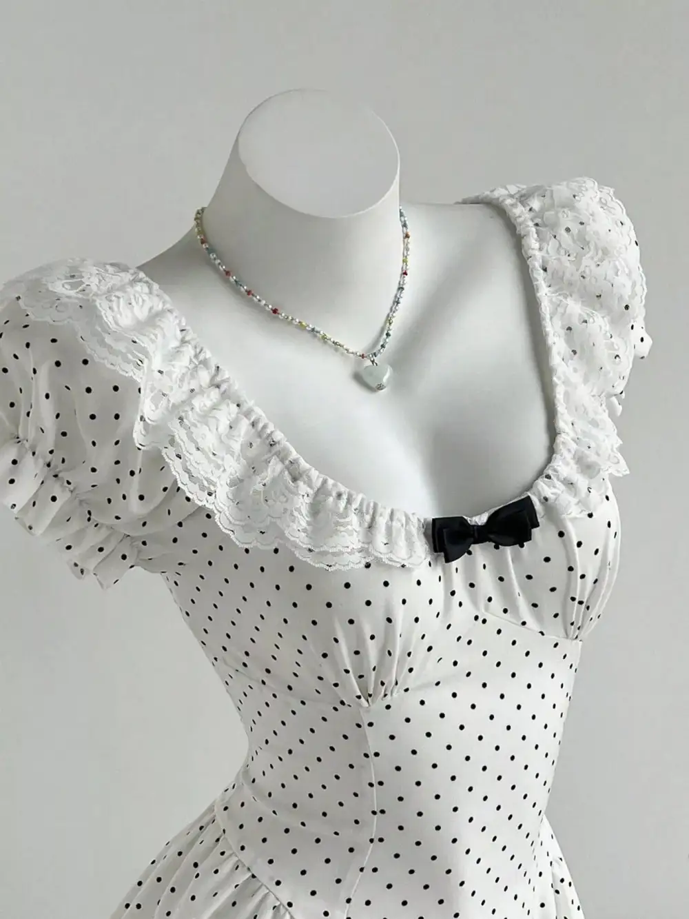 Lace Detail Polka Dot Mini Dress