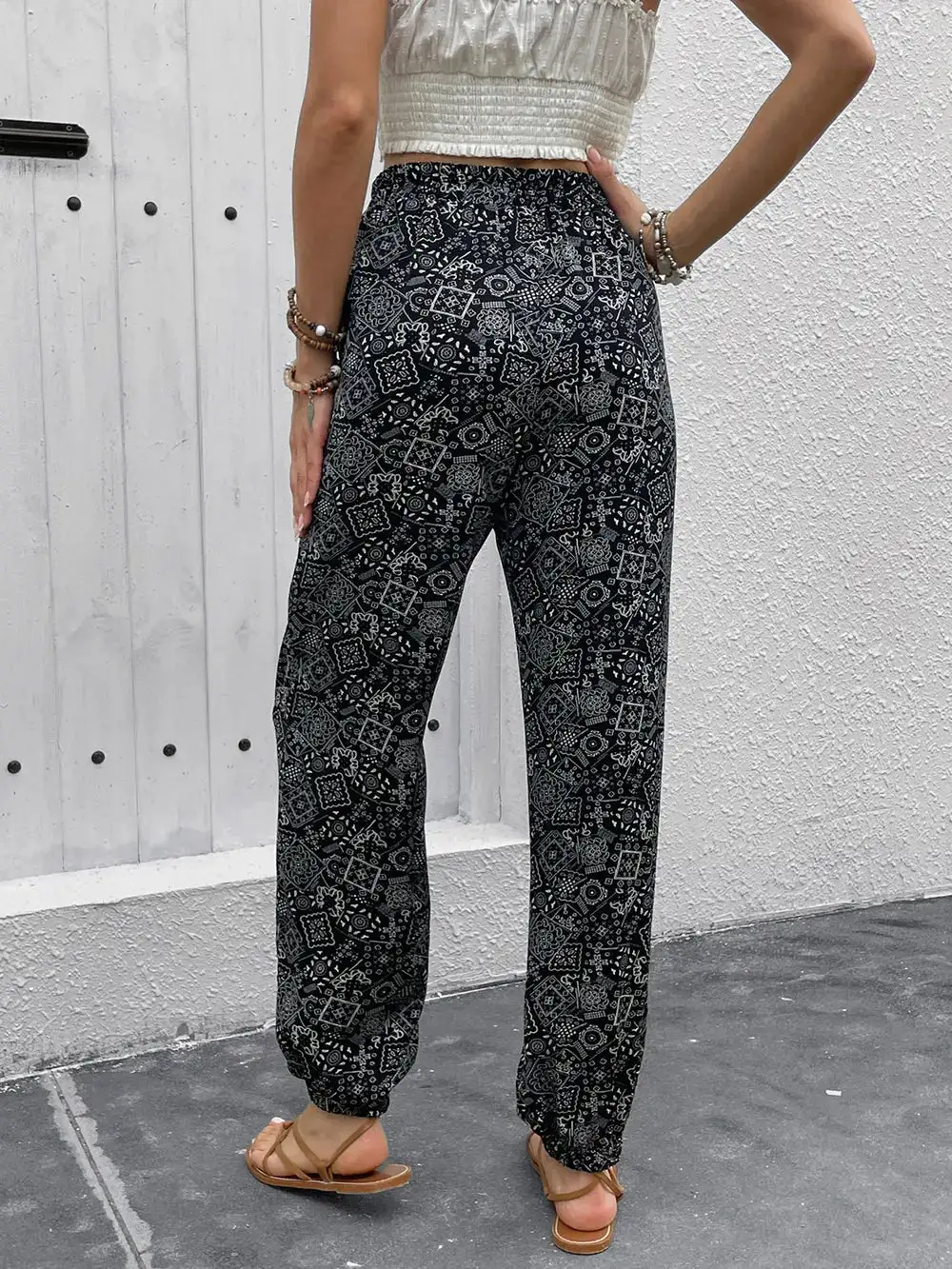 High Waist Printed Pants