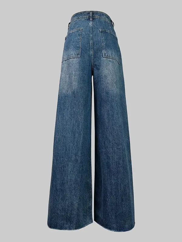 Ombre High Waist Straight Leg Seamed Jeans