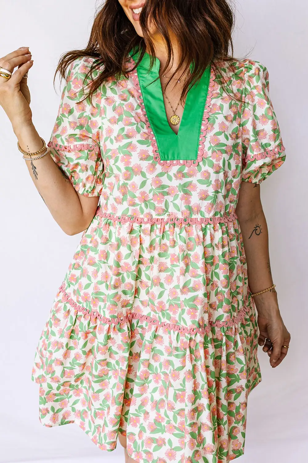 Print Tiered Mini Dress