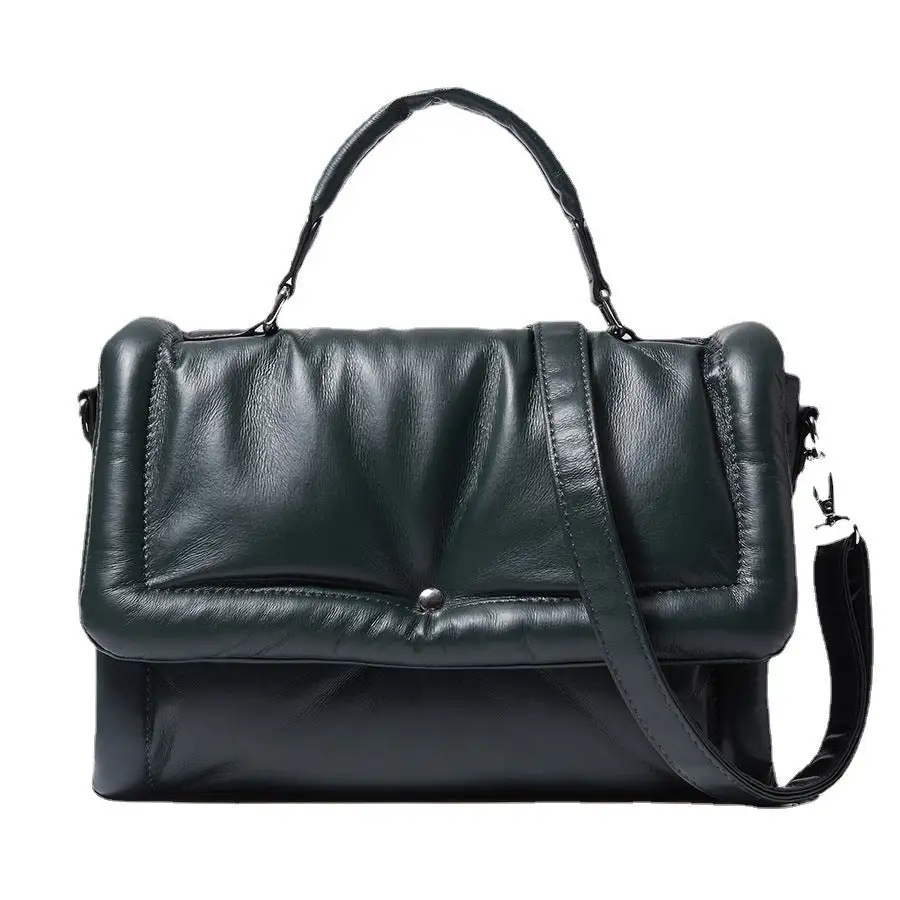 Retro One-Shoulder PU Leather Handbag Horizontal Square