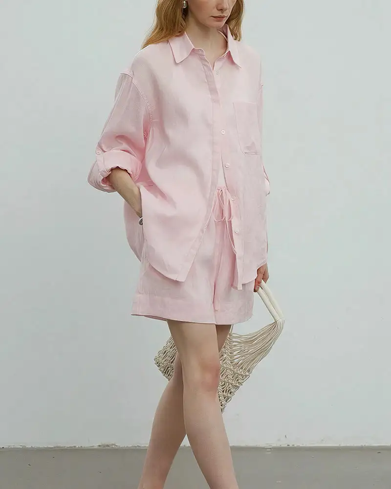 Breezy Linen Oversized Shirt and Shorts Matching Set